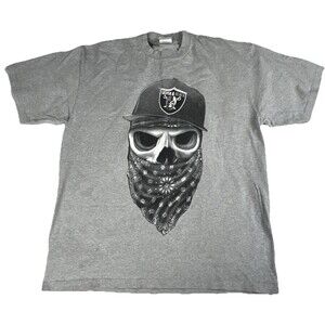 Pro Time Silver & Black RAIDERS Heavyweight T-Shirt size 2XL